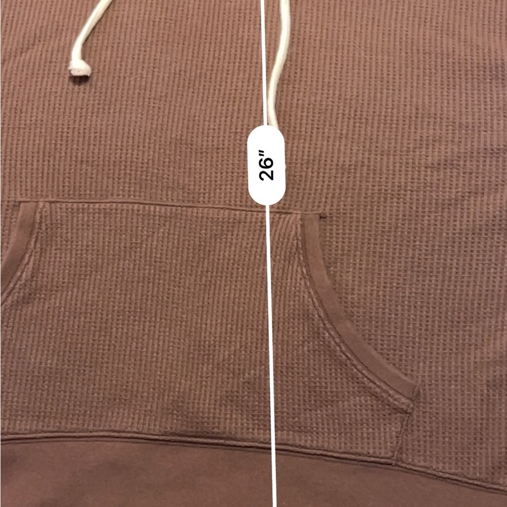 Aerie Brown Thermal Knit Hoodie Sweatshirt M - Picture 5 of 7